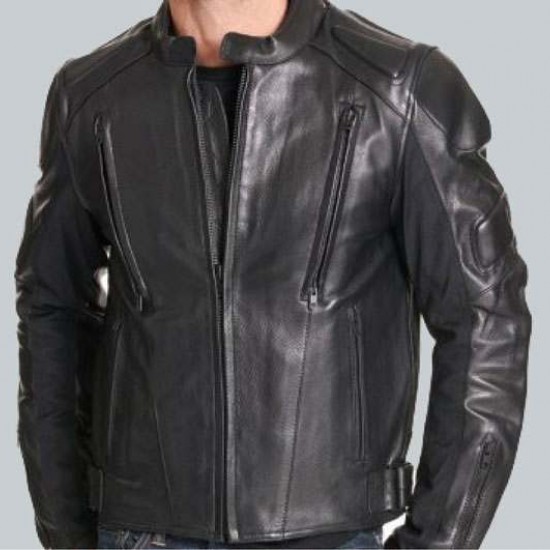 Mens Padded Leather Motorcycle Jacket