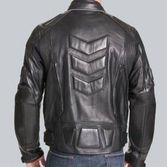 Mens Padded Leather Motorcycle Jacket