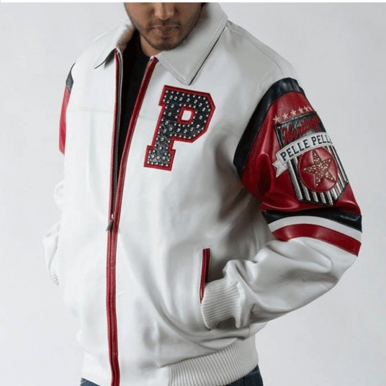 Mens Pelle Pelle All American White Jacket