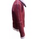 Mens Red Suede Leather Faux Fur Shearling Winter Christmas Jacket