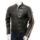 Mens Retro Cafe Racer Style Real Leather Biker Jacket