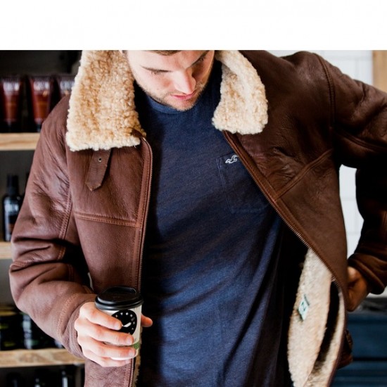 Mens Sheepskin Aviator Flying Jacket