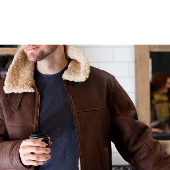 Mens Sheepskin Aviator Flying Jacket