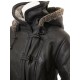 Mens Sheepskin Duffle Coat Fur Hood Natural Shearling Fur Long Hooded Coat