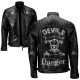 Mens Skull Design Distressed Cafe Racer Motorcycle Jacket