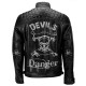 Mens Skull Design Distressed Cafe Racer Motorcycle Jacket