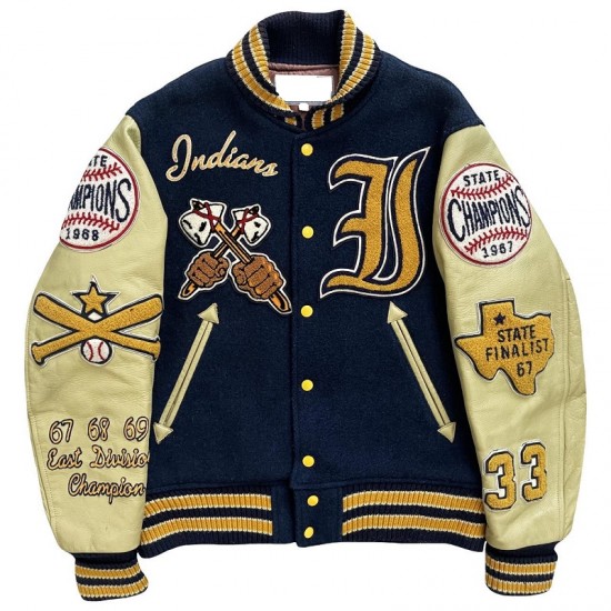 Mens State Champions Indians Blue Varsity Jacket