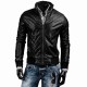 Mens Slim Fit Black Quilted Leather Biker Jacket   