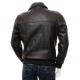 Men’s Black And Dark Blue Classic Real Leather Bomber Jacket