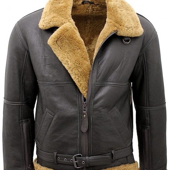 Men’s Brown RAF Real Shearling Jacket