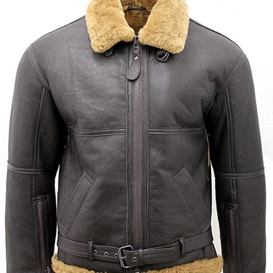 Men’s Brown RAF Real Shearling Jacket