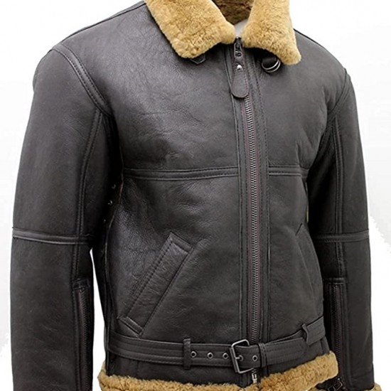 Men’s Brown RAF Real Shearling Jacket