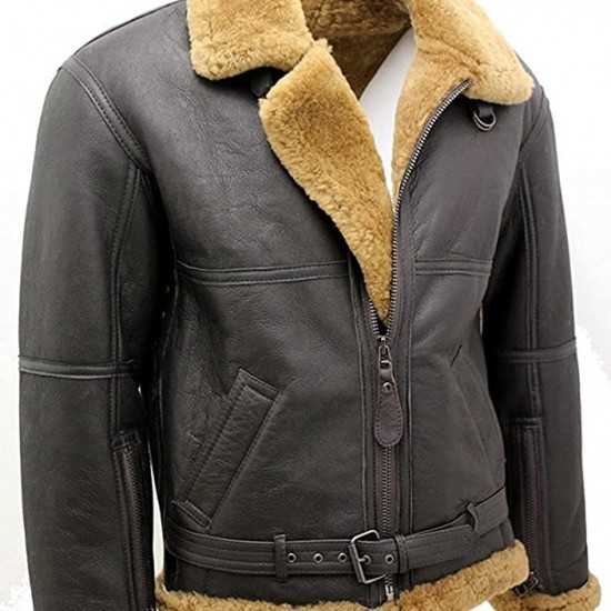 Men’s Brown RAF Real Shearling Jacket