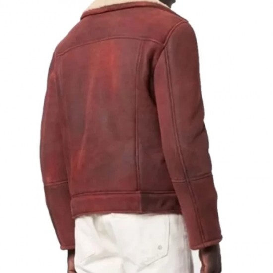 Men’s Shearling Burgundy Leather Jacket