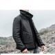 Men’s Shearling Leather Coat with Turn-Down Collar Winter Warm Jacket