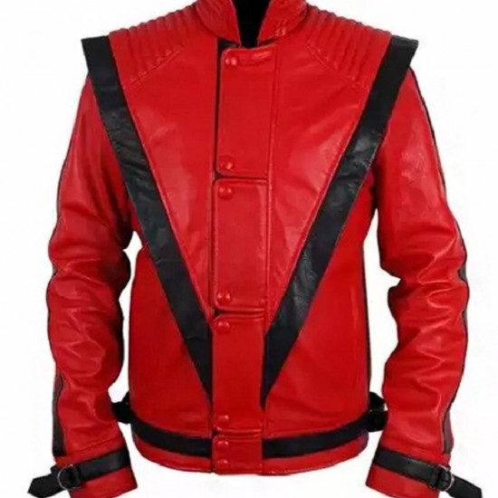 Michael Jackson Thriller Red Costume Leather Jacket