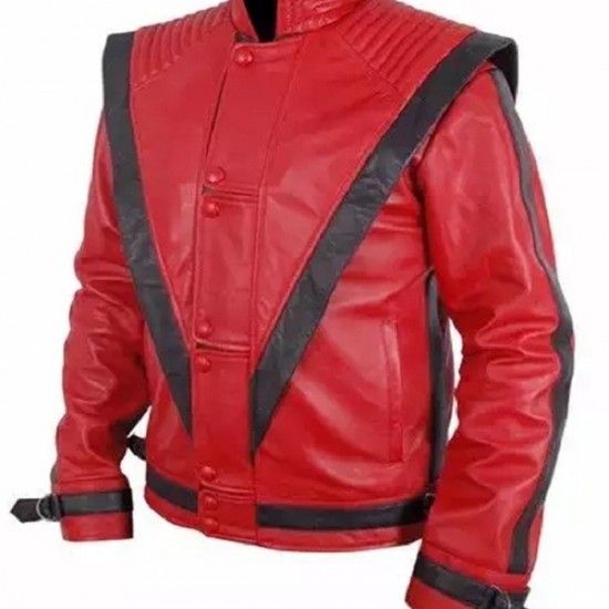 Michael Jackson Thriller Red Costume Leather Jacket