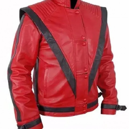 Michael Jackson Thriller Red Costume Leather Jacket