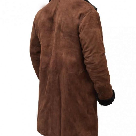 Mickey O'Neil Brad Pitt Snatch Brown Suede Shearling Coat               