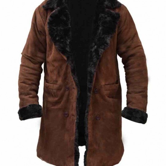 Mickey O'Neil Brad Pitt Snatch Brown Suede Shearling Coat               