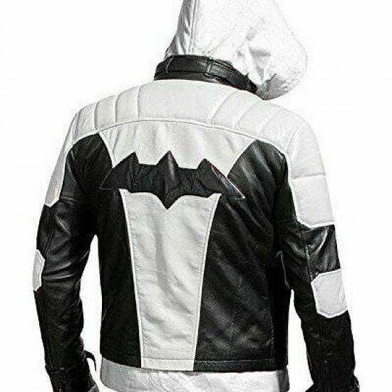 Mens Arkham Knight White With Black Bat Style Vest and Jacket