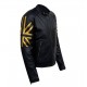 New Men's Biker Black UK Flag Leather Jacket