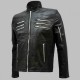 New Men's Black Leather Biker Jacket