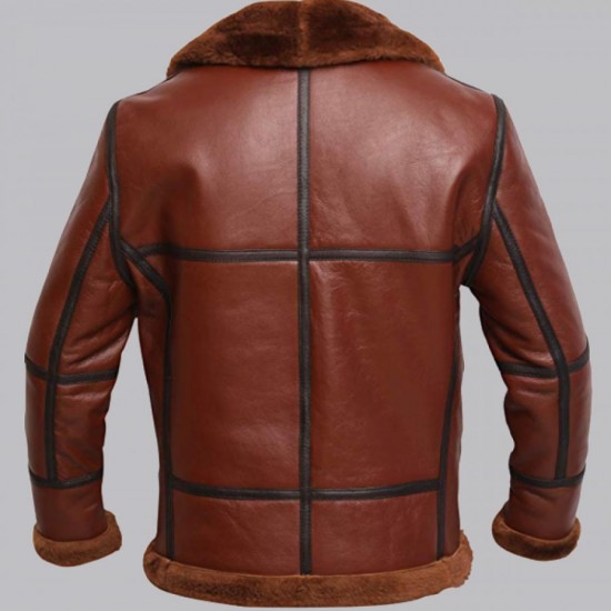 New Men's RAF British Shearling Aviator Leather Jacket