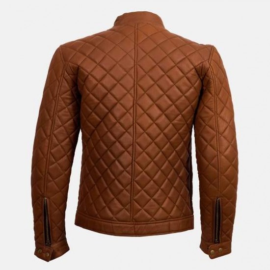 New Men's Trivor Tan Cafe Racer Jacket