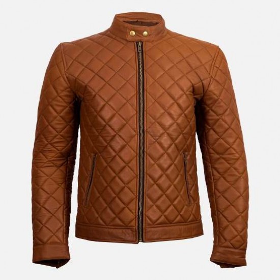 New Men's Trivor Tan Cafe Racer Jacket