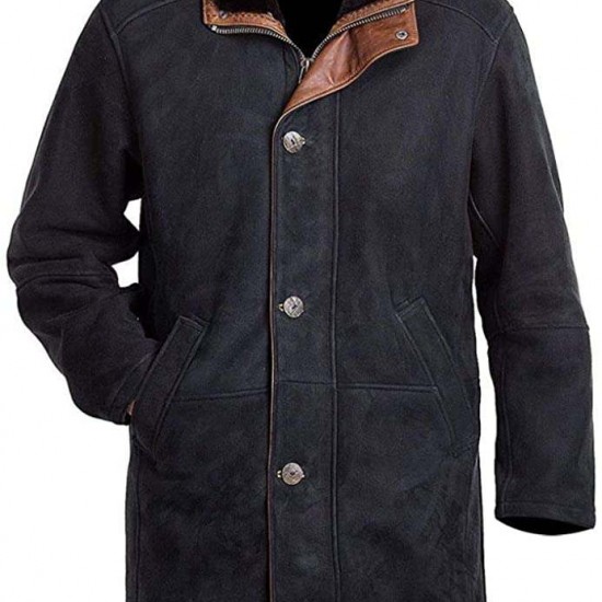 Longmire Coat Sheriff Walt Robert Taylor Suede Black Leather Jacket