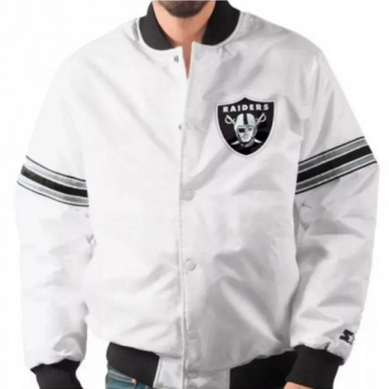 New Mens Raider White Satin Jacket