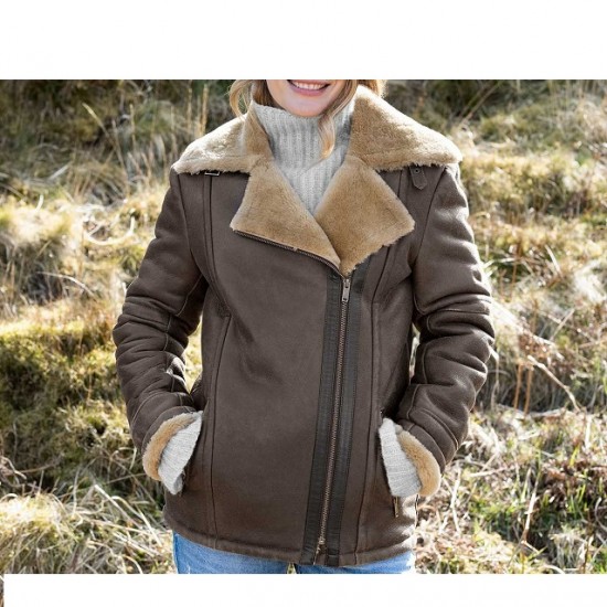 New Womens Aviator B3 Sherling Winter Jacket