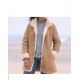 New Womens Beige Sherling Fur Coat