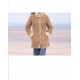 New Womens Beige Sherling Fur Coat