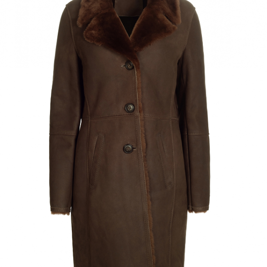 New Womens Brown Sherling Fur Coat