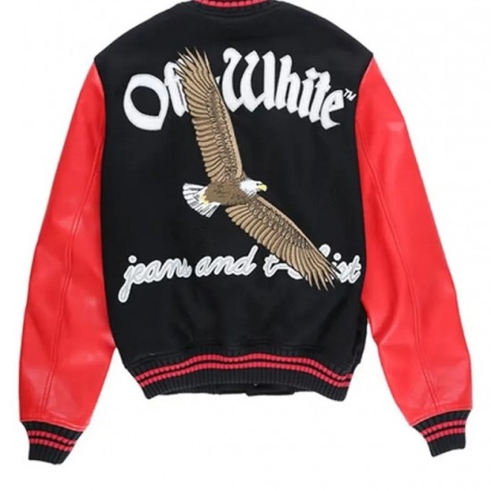 Off-White Eagle 23 Red and Black Varsity Jacket