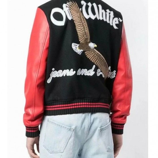 Off-White Eagle 23 Red and Black Varsity Jacket