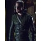 Oliver Queen Black Leather Jacket with Hoodie