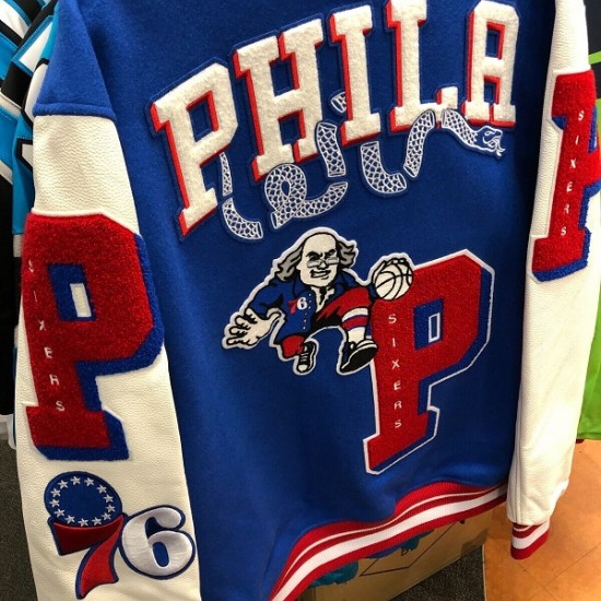 PHILADELPHIA 76 ERS NBA Mash Up Mens Long Sleeve Varsity JACKET