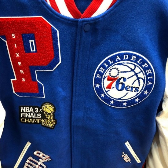 PHILADELPHIA 76 ERS NBA Mash Up Mens Long Sleeve Varsity JACKET