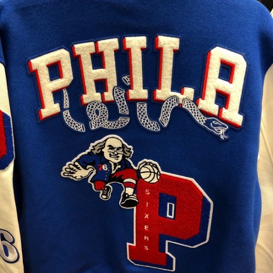 PHILADELPHIA 76 ERS NBA Mash Up Mens Long Sleeve Varsity JACKET