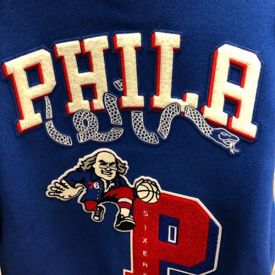 PHILADELPHIA 76 ERS NBA Mash Up Mens Long Sleeve Varsity JACKET