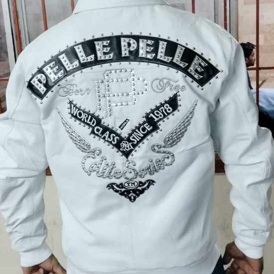 Pelle Pelle Elite Series Men White Leather Jacket