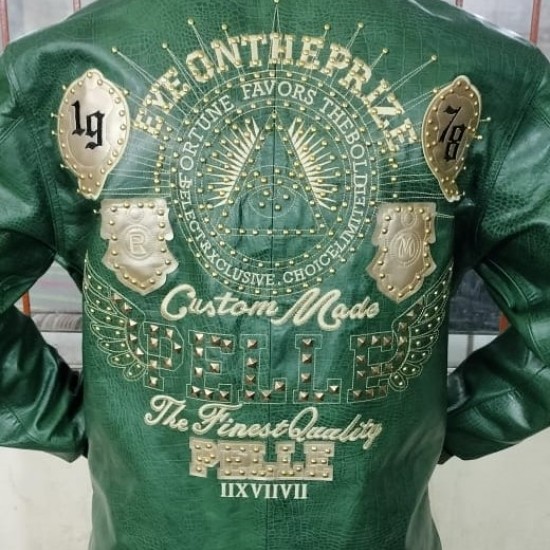 Pelle Pelle Mens Eye On The Prize Green Leather Jacket