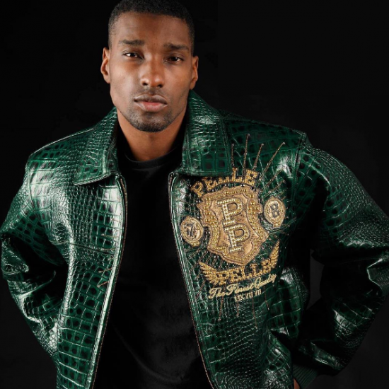 Pelle Pelle Mens Eye On The Prize Green Leather Jacket