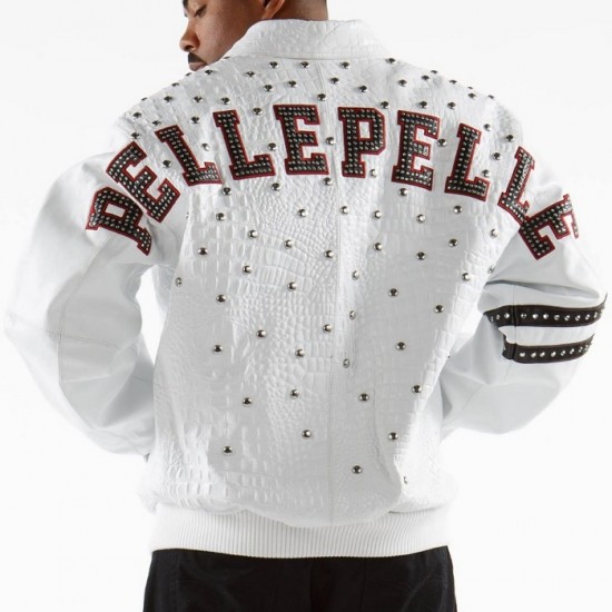 Pelle Pelle Studded Letterman White Jacket