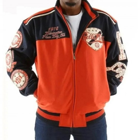 Pelle Pelle Unstoppable Revolution Orange Varsity Jacket