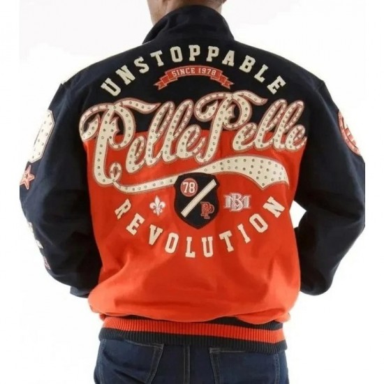 Pelle Pelle Unstoppable Revolution Orange Varsity Jacket