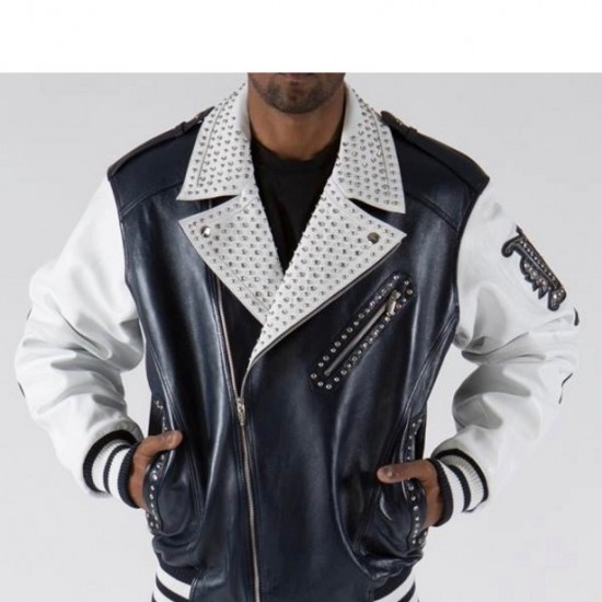 Pelle Pelle White Black Biker Men Jacket